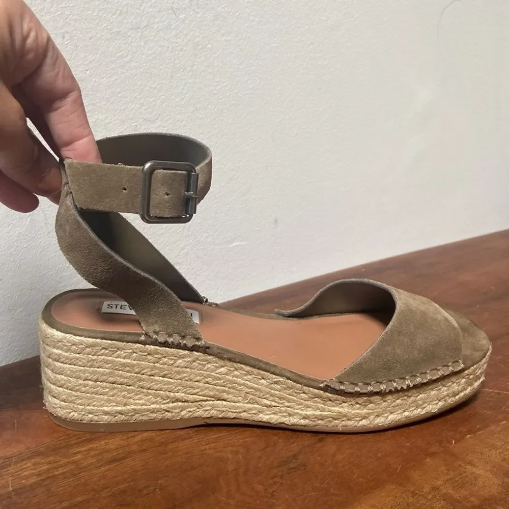 Steve Madden Elody Green Espadrilles Suede Casual